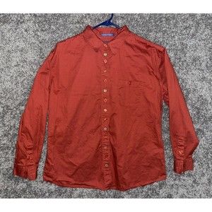 Mountain Lake Orange Fall Button Front Shirt Long Sleeve Cotton Womens Medium